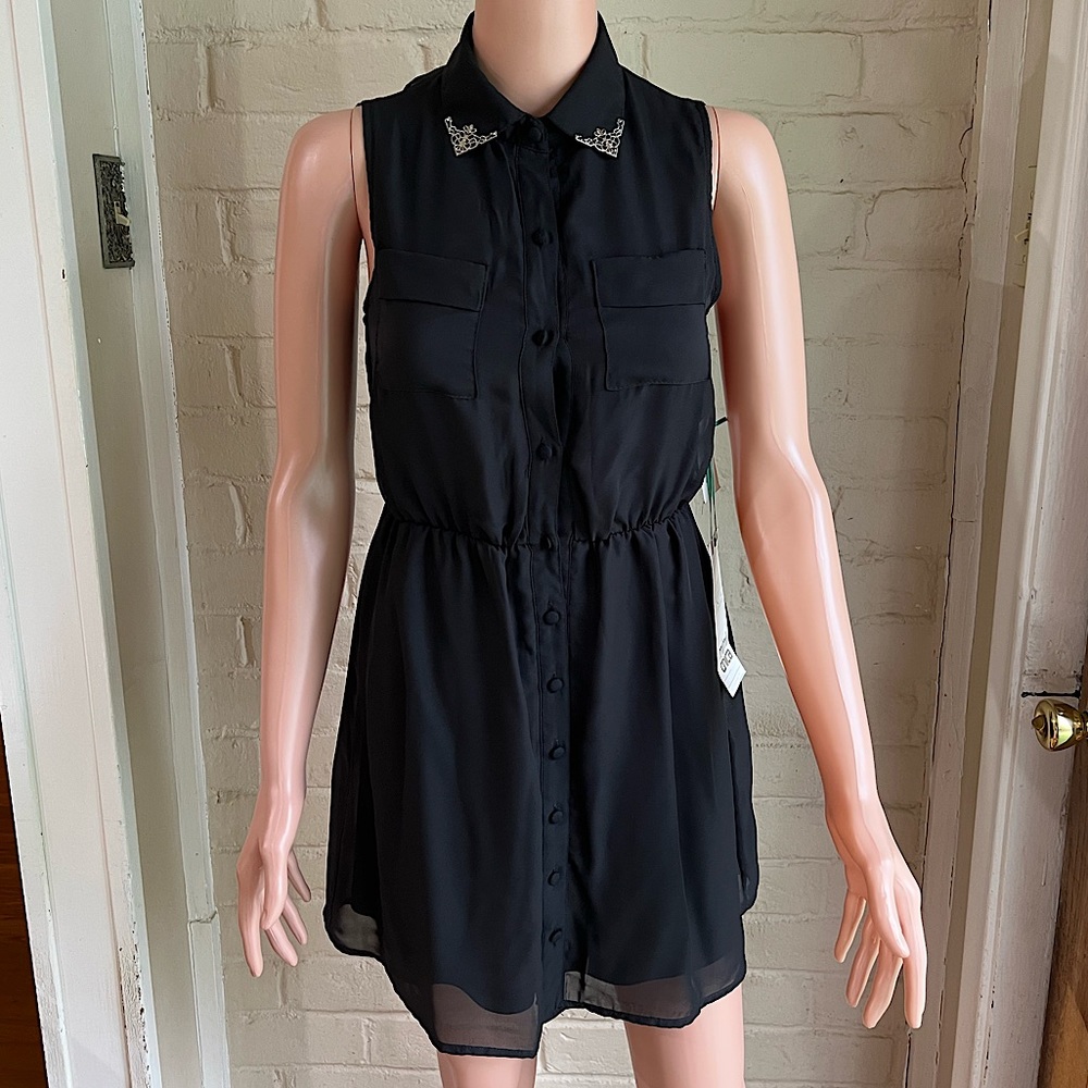 Mimi Chica size XS NWT black boho button down summer sleeveless dress